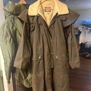 Vintage Outback Trading Company Oilskin Bronze Stockman Duster Coat Brown XL